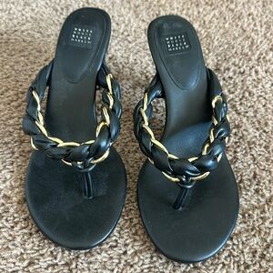 WHBM gold and black sandals size 8.5